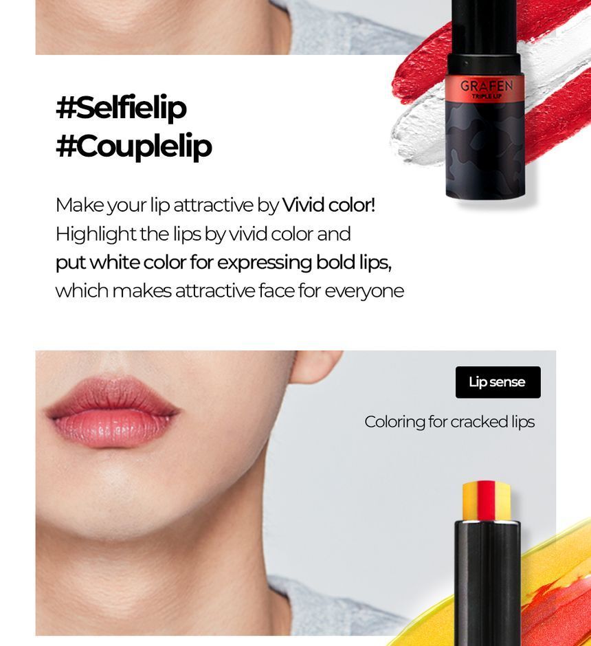 Buy GRAFEN Triple Color Lip Balm 2 Types in Bulk