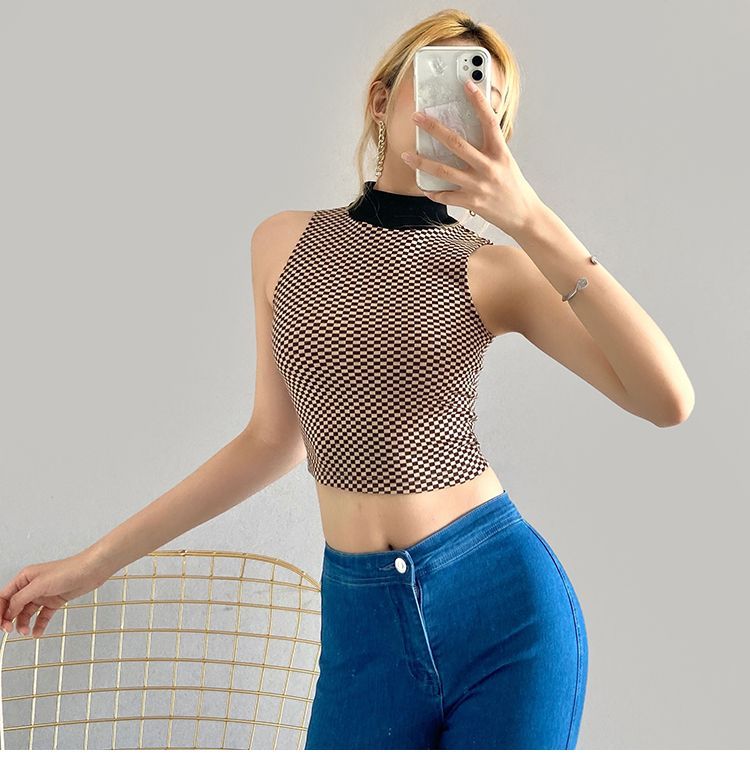 checkerboard halter top