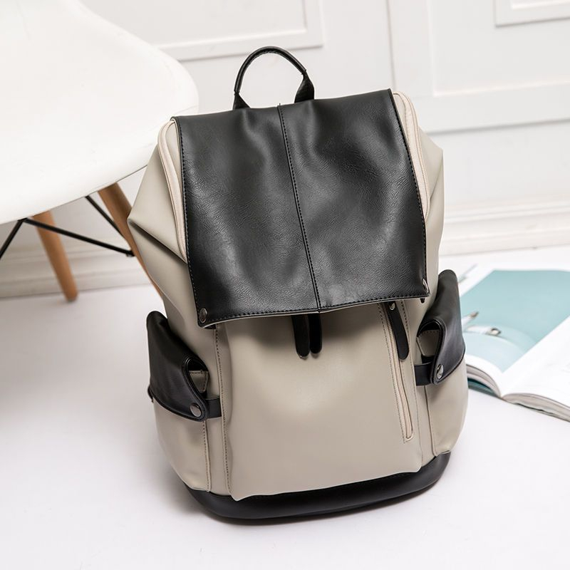 faux leather laptop backpack