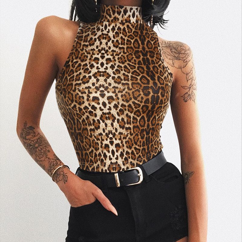 mock neck cheetah top