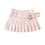 High Rise Plain Heart Buckled Pleated Mini A-Line Skirt
