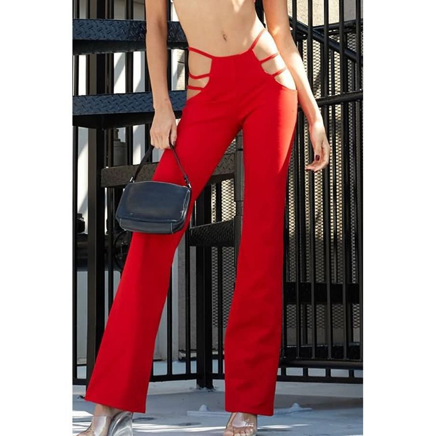 Kelkansi - Side Cutouts Boot-Cut Pants 