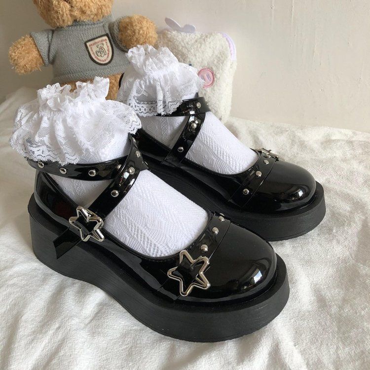 Bolitin Platform Wedge Star Buckle Mary Jane Shoes YesStyle