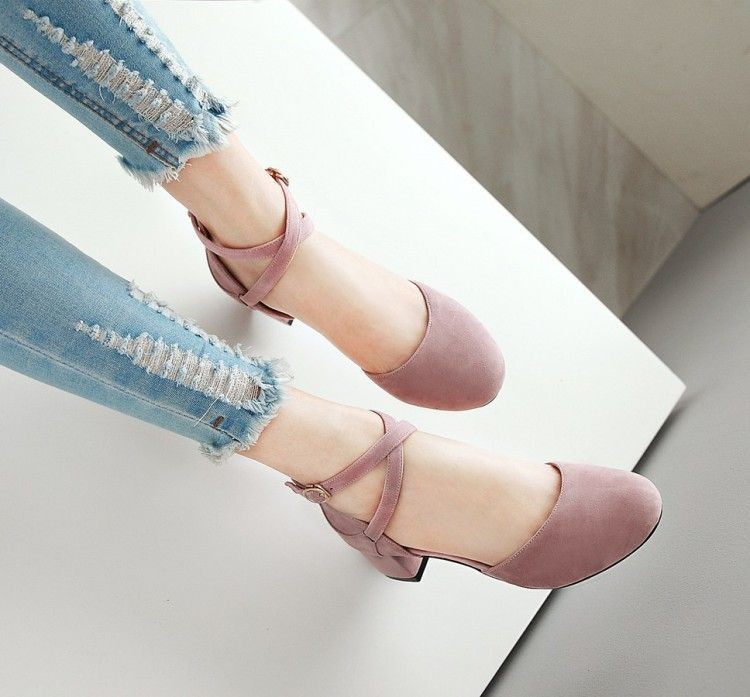 Cross-Strap Block Heel Pumps