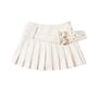 High Rise Plain Heart Buckled Pleated Mini A-Line Skirt