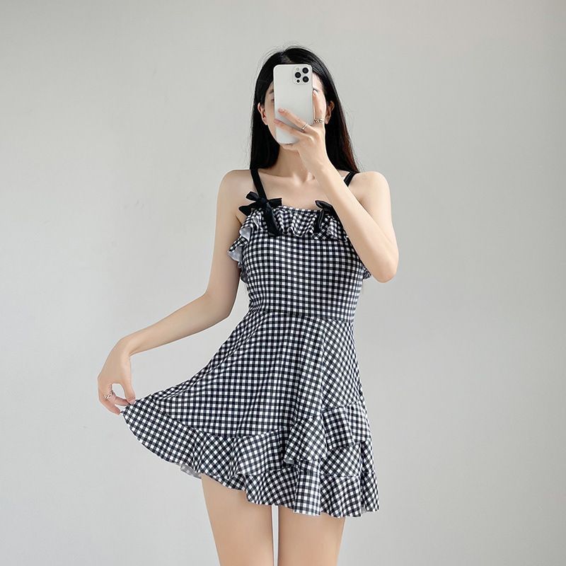 gingham swim dress