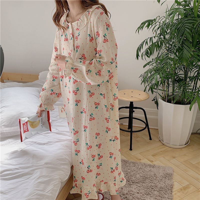 Tanee Pajama Set Cherry Print LongSleeve LooseFit Top + Pants YesStyle