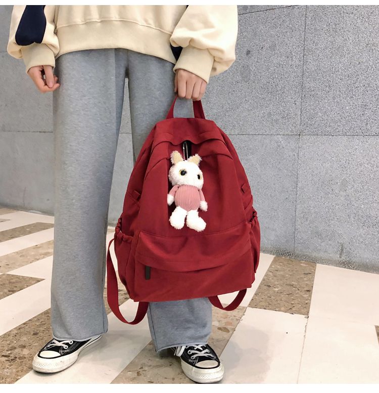 Evanki Plain Cotton Backpack YesStyle