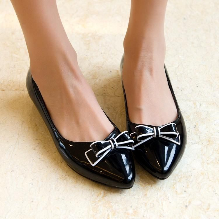 Shoes Galore Bow Accent Patent Flats | YesStyle