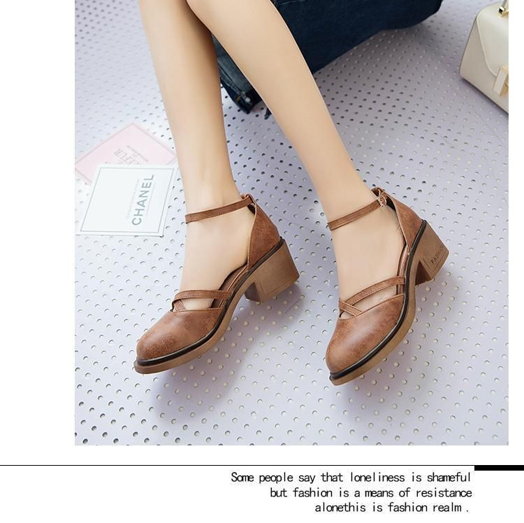 Ankle-Strap Chunky-Heel Closed Toe 