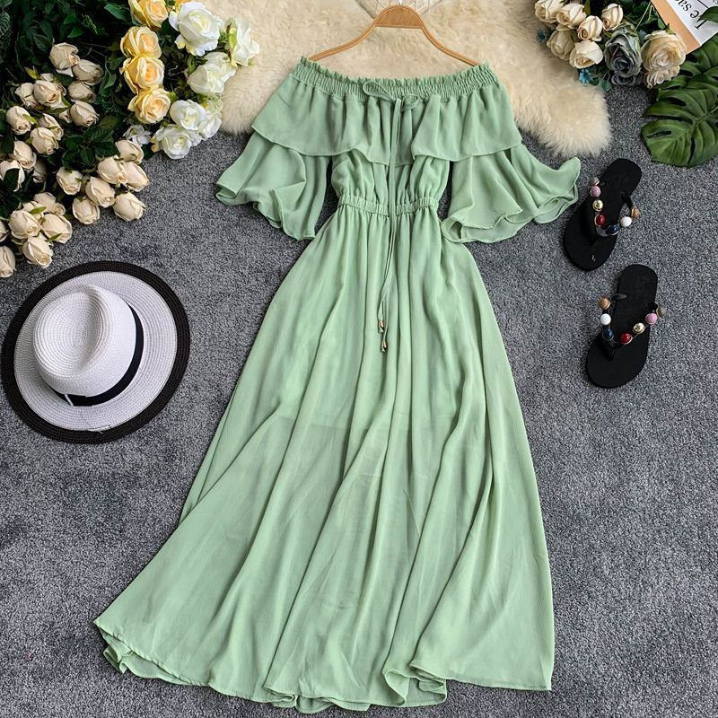 elbow sleeve maxi dress