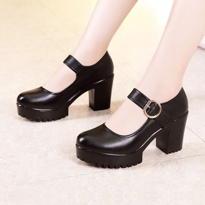 black block heel mary jane shoes
