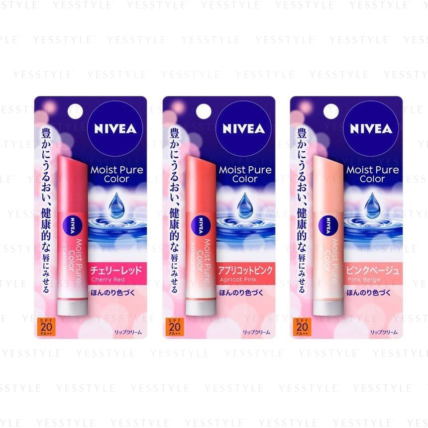 Nivea Japan Moist Pure Color Lip Balm SPF 20 PA++ 3.5g - 3 Types | YesStyle