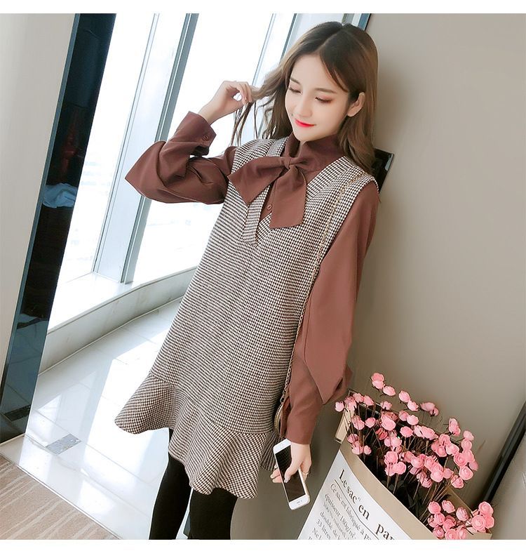 houyhnhnms - 套装: 领结带衬衫   千鸟格背带连衣裙