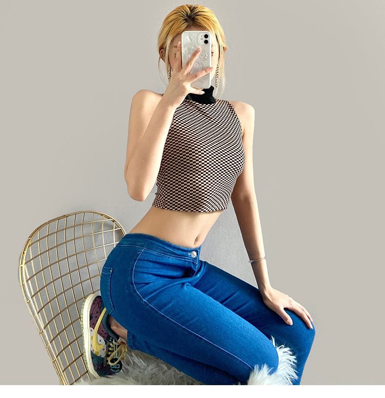 checkerboard halter top