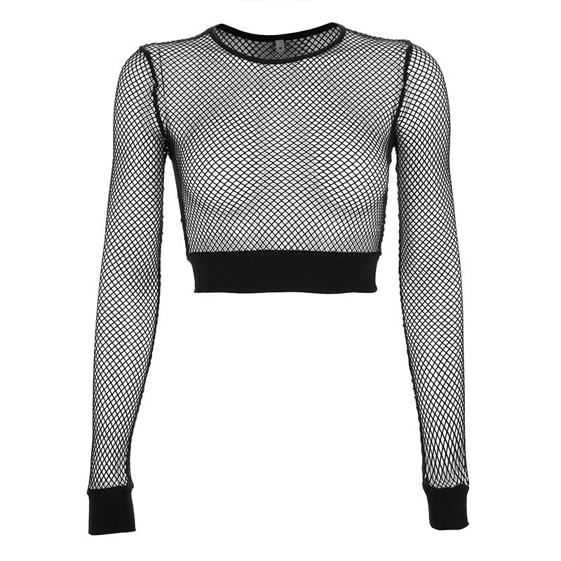 white fishnet crop top short sleeve