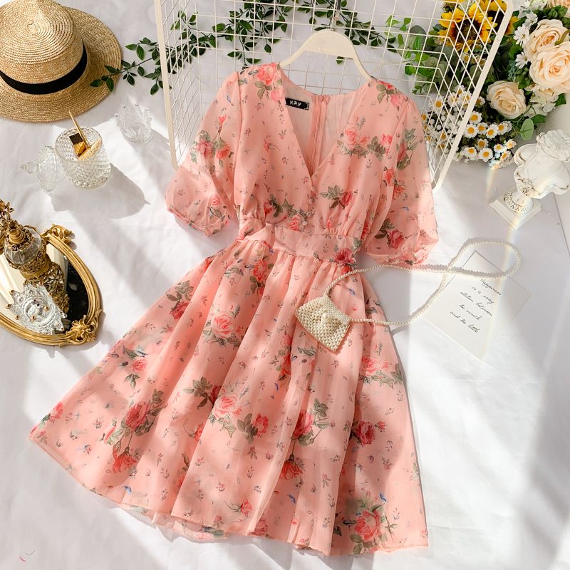 アウトレット 美品 ロザリームーン Flower Print Balloon Dress