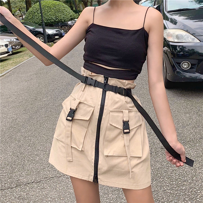 zippered cargo skirt