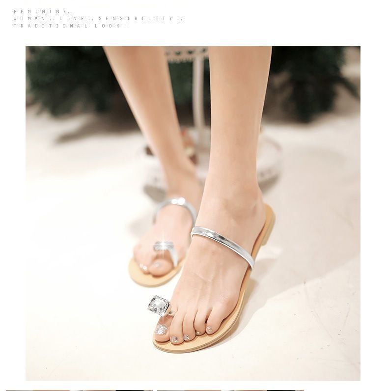 rhinestone toe loop sandals