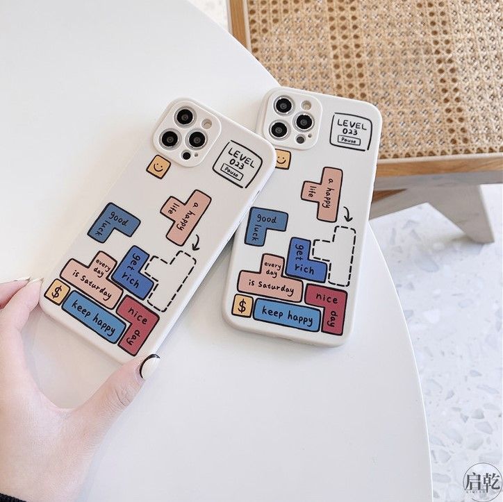 Chichiberries - Tetris Print Phone Case - iPhone 12 Pro Max / 12 Pro / 12 /  12 mini / 11 Pro Max / 11 Pro / 11 / SE / XS Max / XS / XR / X / SE 2 / 8 /  8 Plus / 7 / 7 Plus | YesStyle