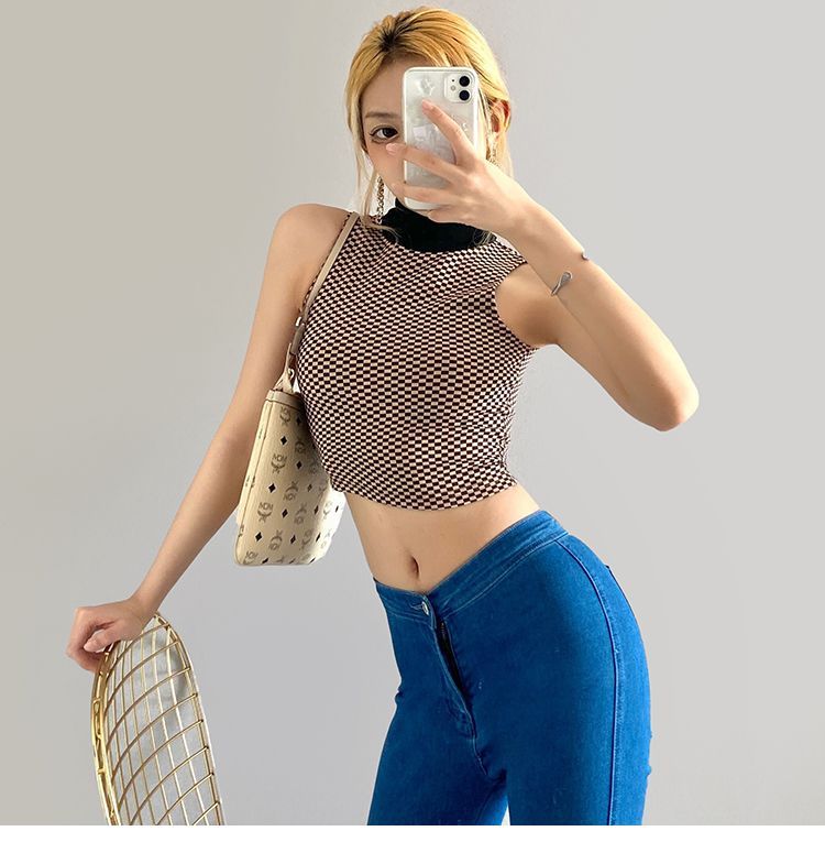 checkerboard halter top