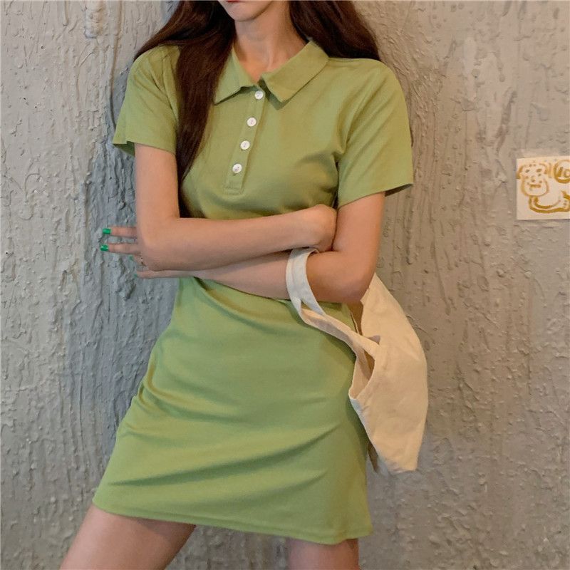 short sleeve polo mini dress