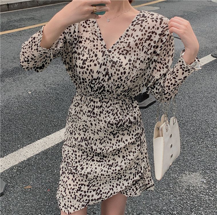 animal print a line dress