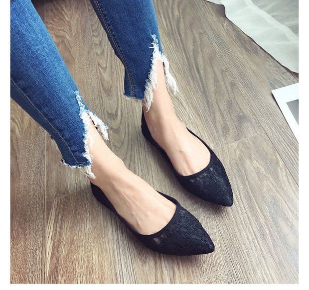 tan closed toe flats