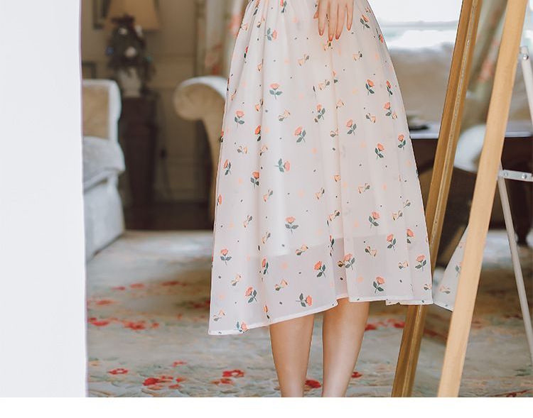 sansweet Short-Sleeve Floral Print Midi A-Line Dress | YesStyle