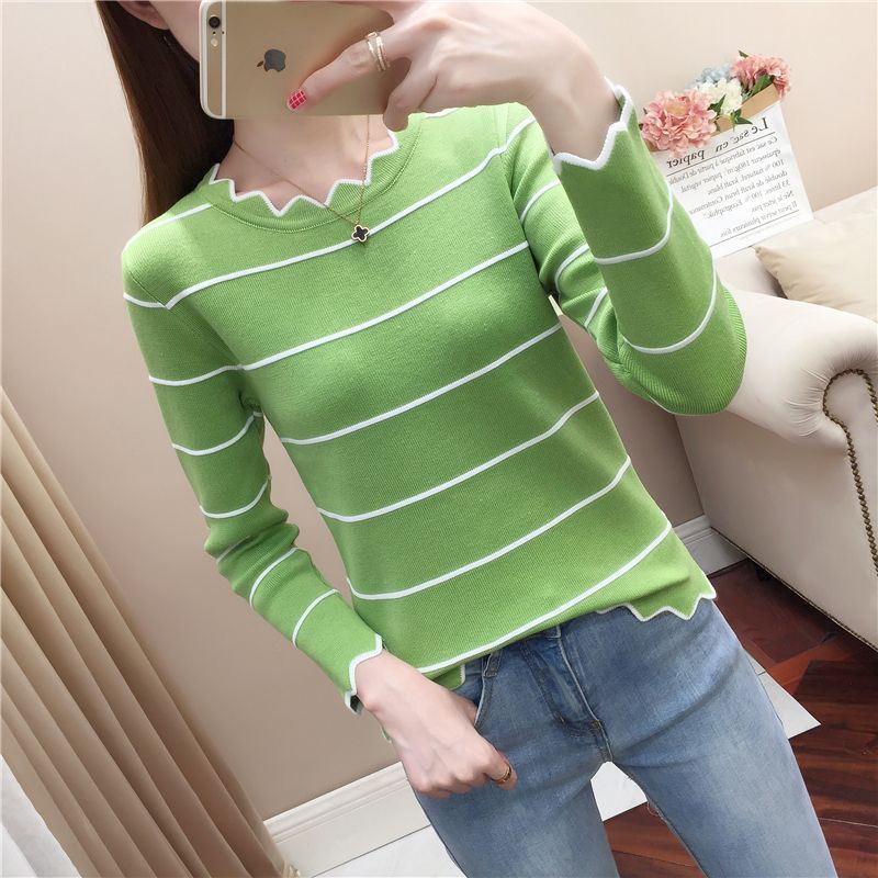 Meowko - Long-Sleeve Striped Knit Top 