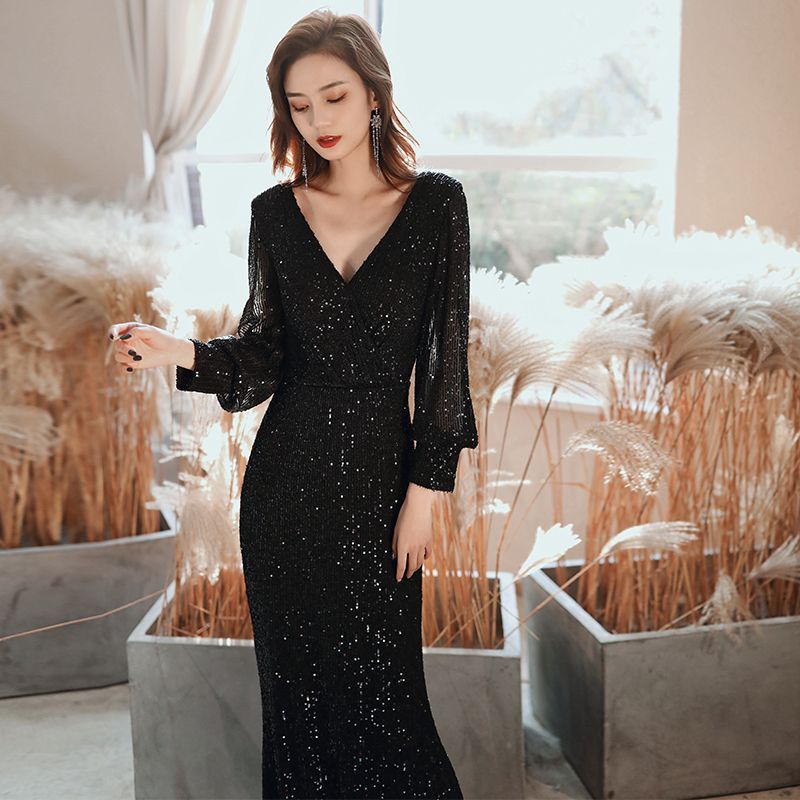 long gown with puff hand