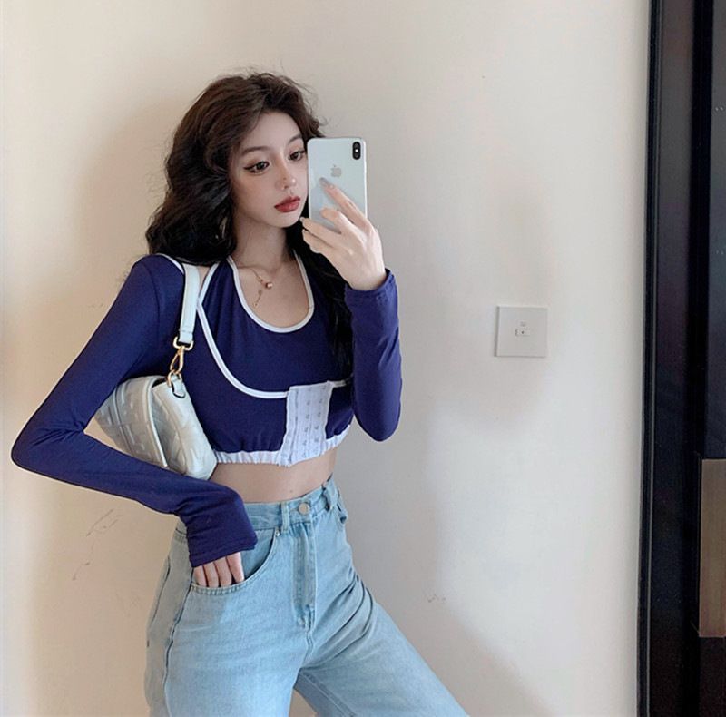 long sleeve halter top