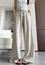 Contrast String High Rise Wide Leg Drape Pants