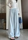Contrast String High Rise Wide Leg Drape Pants