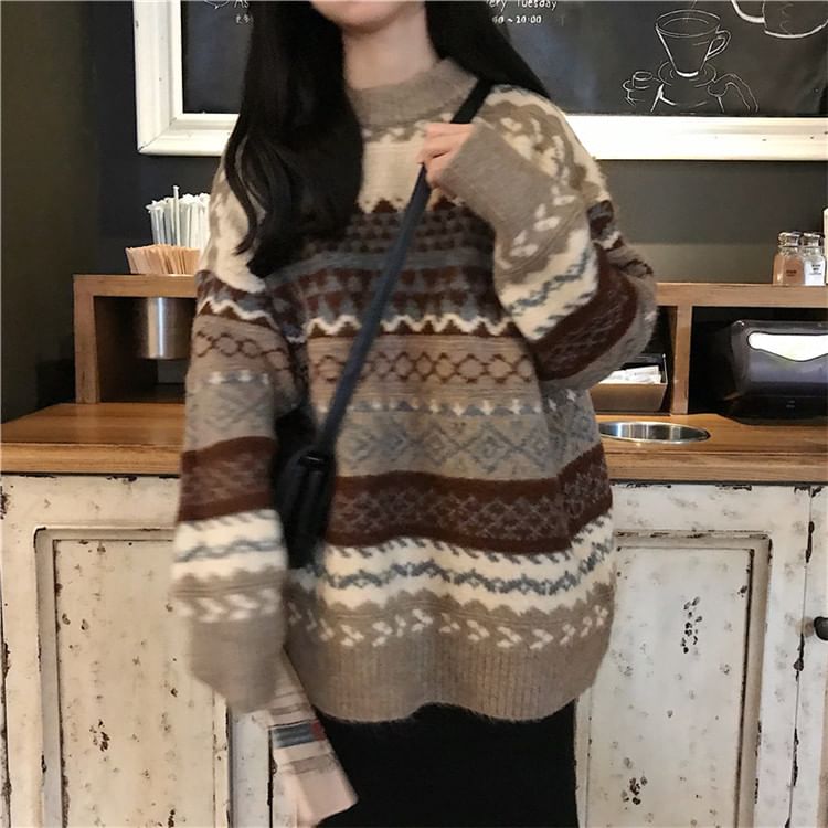 Ashlee - Oversized Patterned Sweater 