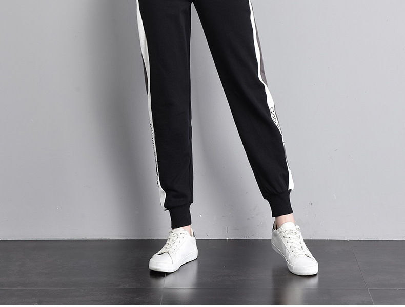 color block sweatpants black and white