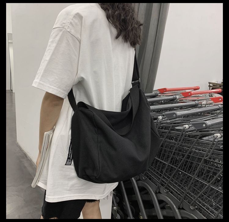 EAVALURE Plain Canvas Zip Crossbody Bag | YesStyle