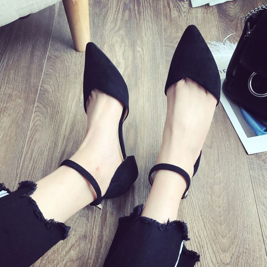 pointed flats with ankle strap