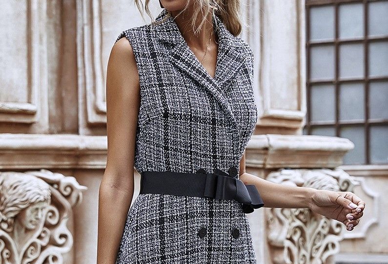 ALISO - Sleeveless Tweed Blazer Dress 