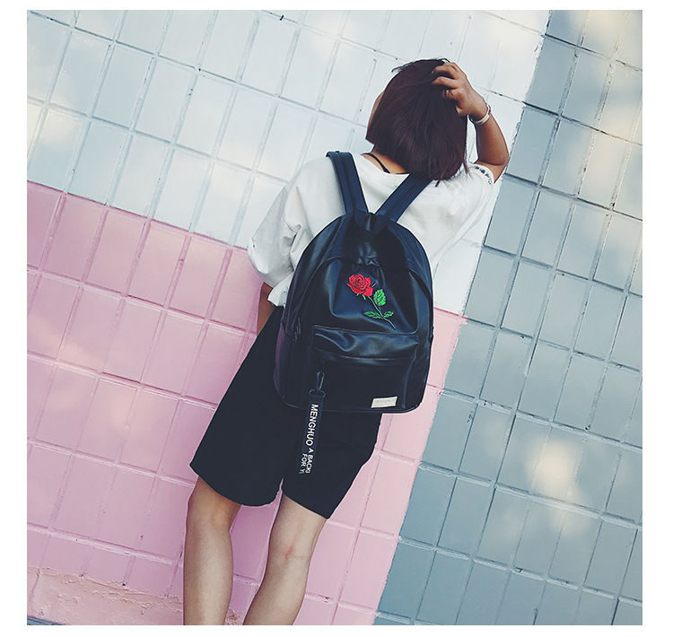 Golden Kelly Faux Leather Backpack YesStyle