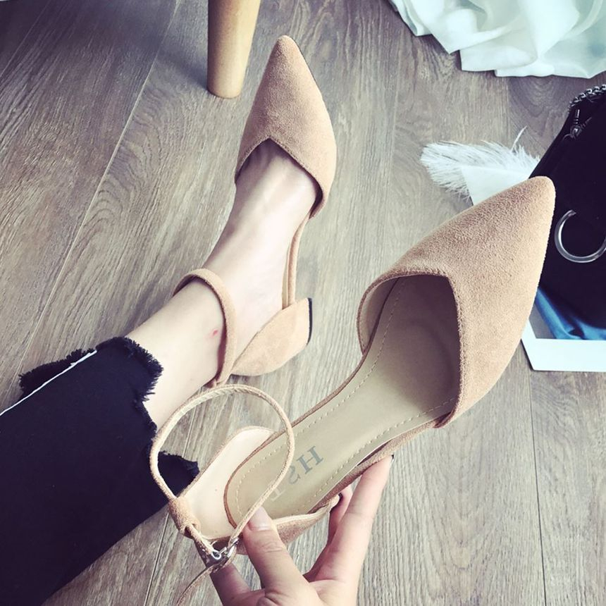 pointed flats with ankle strap