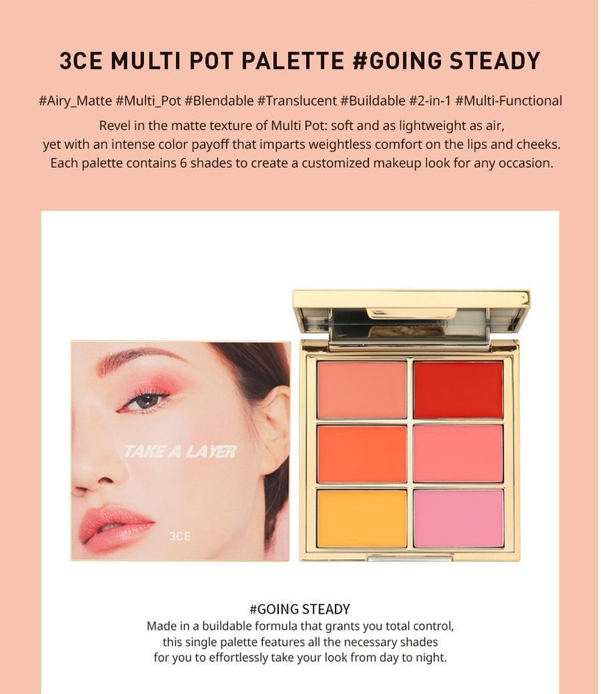 Conflicto A nueve idioma 3CE - Take A Layer Multi Pot Palette | YesStyle