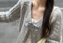 V-Neck Tie Front Cardigan / Mid Rise Plain Mini A-Line Skirt / Camisole Top