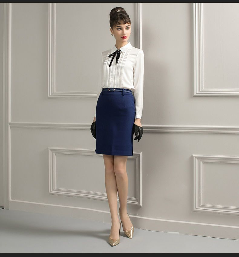 long sleeve shirt with pencil skirt