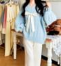 V-Neck Bow Cable Knit Sweater