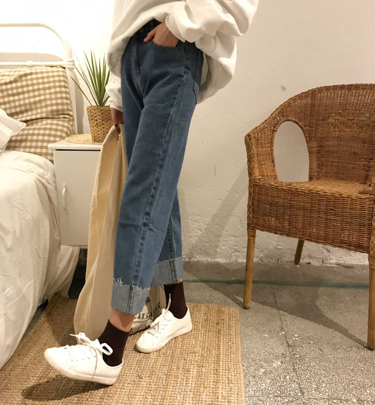 Moon City Cuffed Wide Leg Jeans | YesStyle