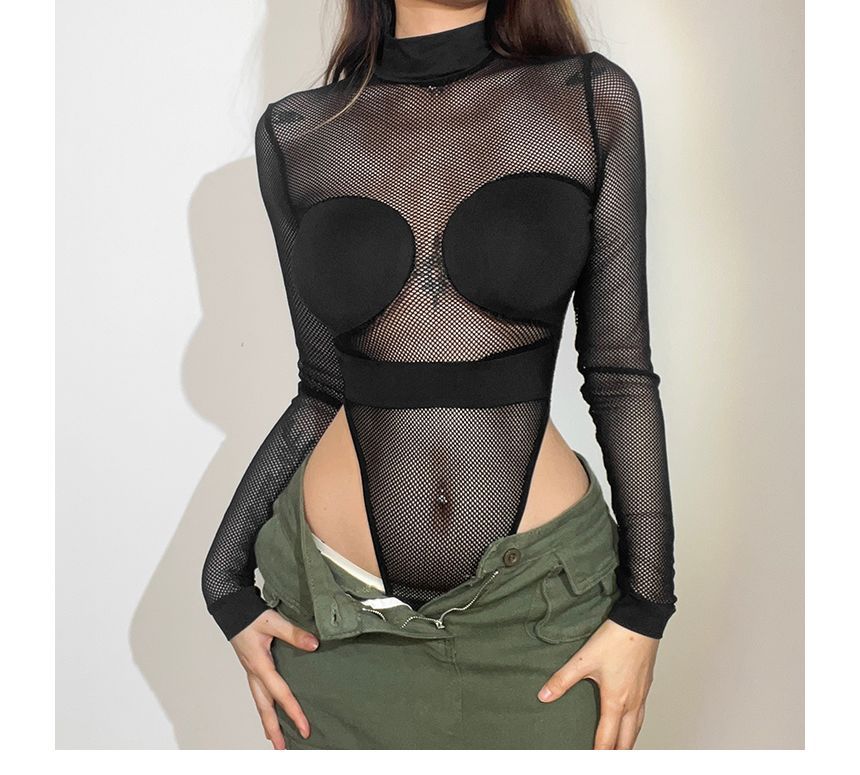 plain mesh bodysuit