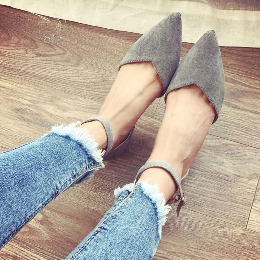pointed flats with ankle strap