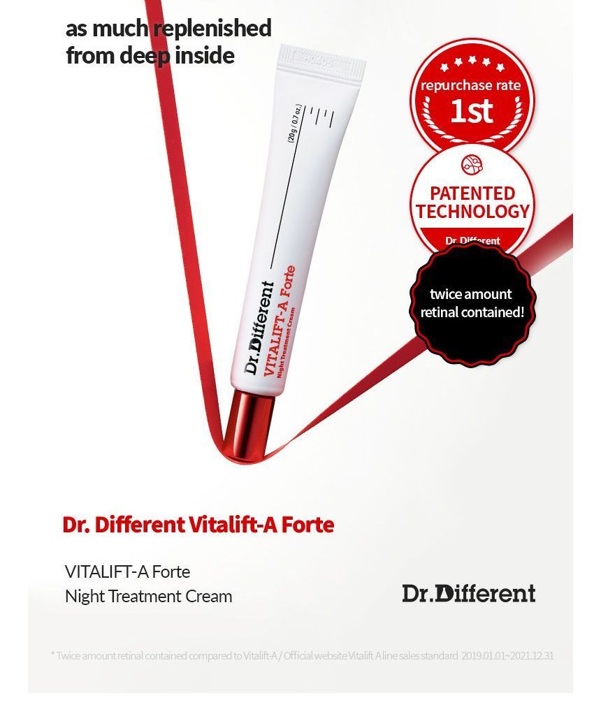 Dr.Different VITALIFT-A - Retinal Anti-Aging And Anti-Wrinkle Night  Treatment For Lifting And Firming-Face Moisturizer Cream With Vitamin A 