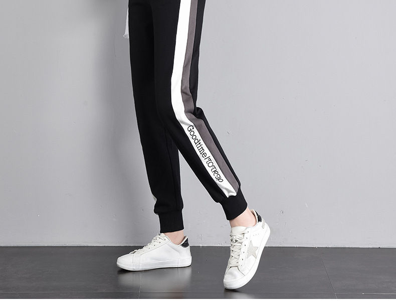 color block sweatpants black and white